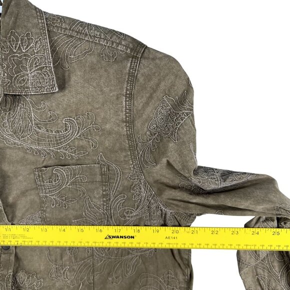 VTG Natural Reflections Womens L Embroidered Shacket Snap Up Long Sleeve Western - Picture 10 of 15